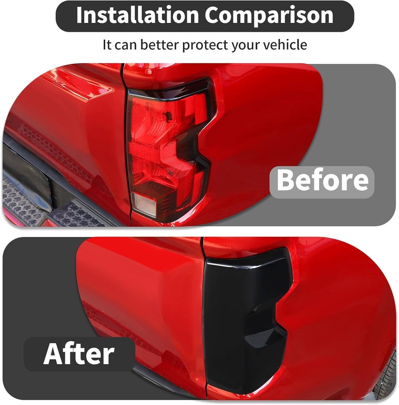 HTHE High Mount Brake Light Cover Trim/Tail Light Decoration Compatible with Chevrolet Silverado 2023 2024 2025 Exterior Accessory ABS 3ps(Black) - Image 4